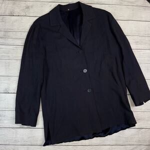 Peter Cohen Women's Three Button Wool Blend Jacket Blazer Navy Blue Size P (XS)